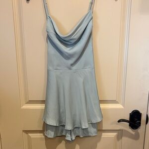 Sage green cowl neck strappy romper